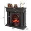 Manteau de cheminée électrique en bois massif 52 po avec insert bronze antique et colonnes romaines cannelées, foyer autoportant-131645002