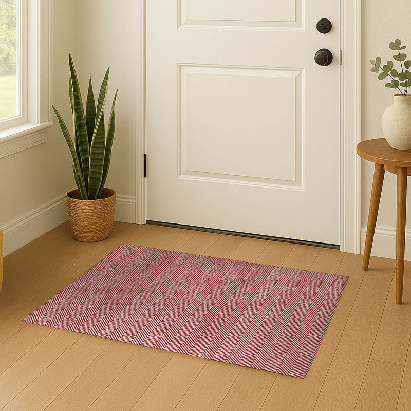 Chevron Groove Indoor Doormat, L 24 po x L 36 po, Cranberry Red