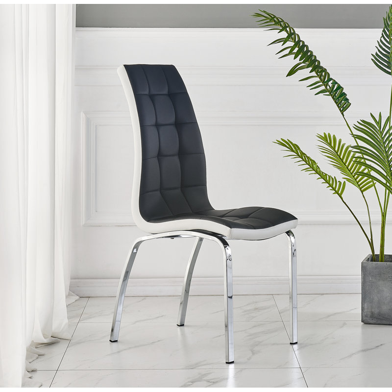 Shresbury 47cm H Upholstered Metal Side Chair, Black