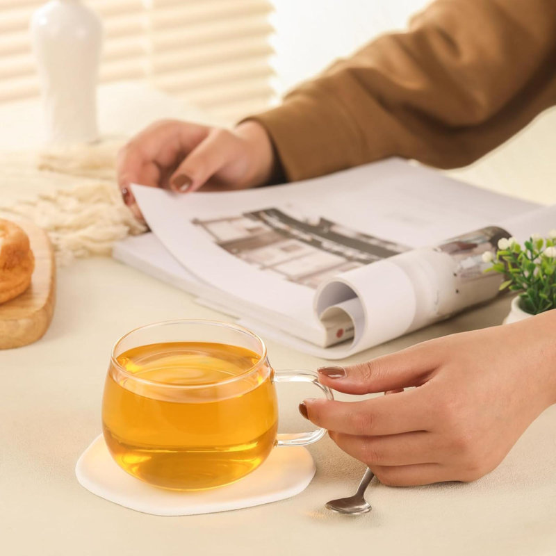 Ensemble de 2 tasses à thé en verre transparent, tasses à thé en verre borosilicaté transparent avec poignée pour tasse à thé, lave-vaisselle et micro-ondes allant au four pour jus de café espresso cappuccino