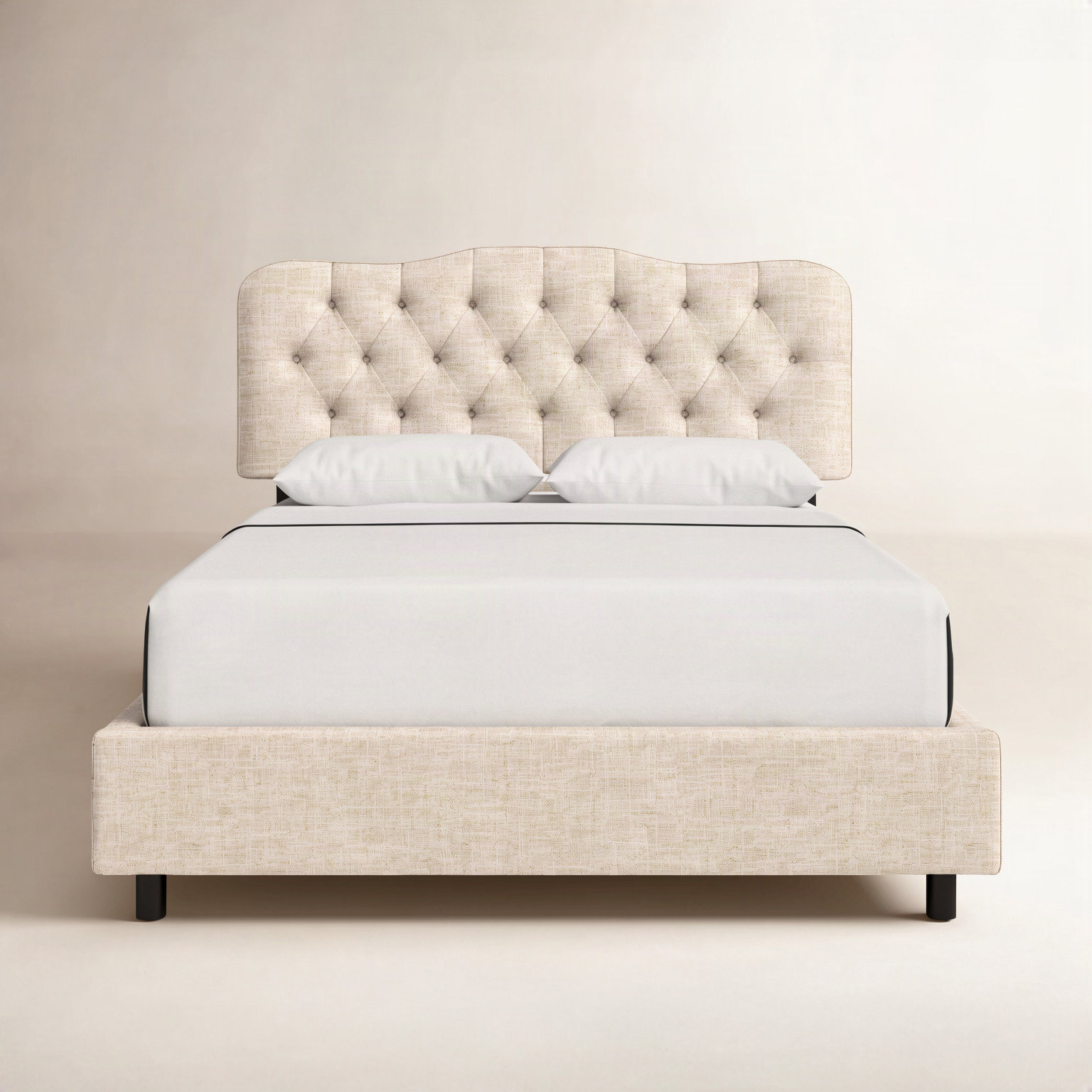 Rodan Upholstered Bed, Queen, Classic Talc Linen