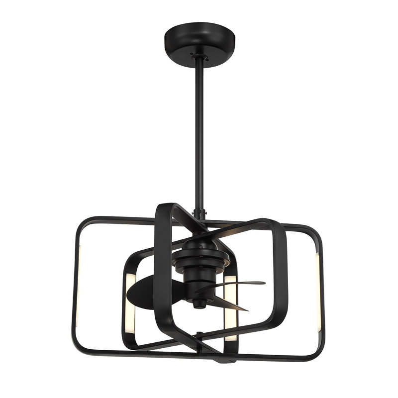 Barkeyville 24" LED Fandelier in Matte Black with Remote Control, Matte Black