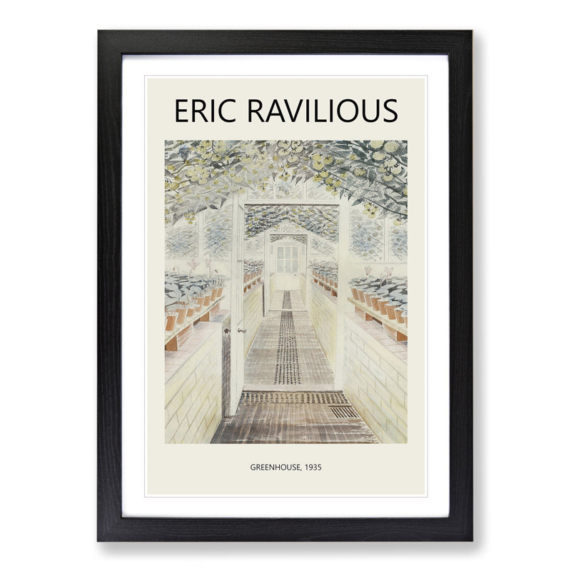 Greenhouse by Eric Ravilious - Single Picture Frame Print, 36cm H x 27cm W x 2cm D, Black Framed