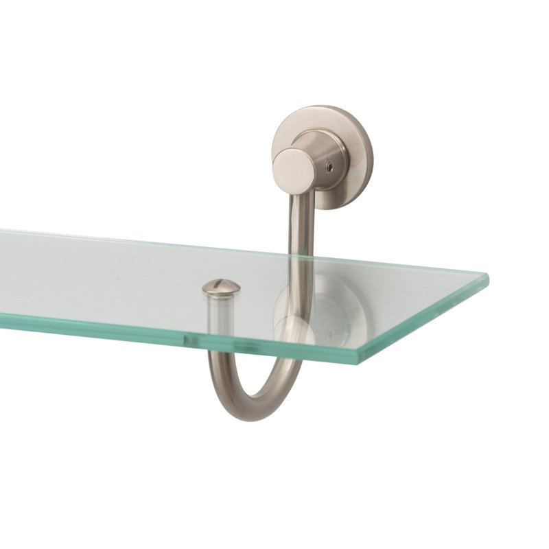 Elegant Nickel Finish 33" Glass Wall Shelf