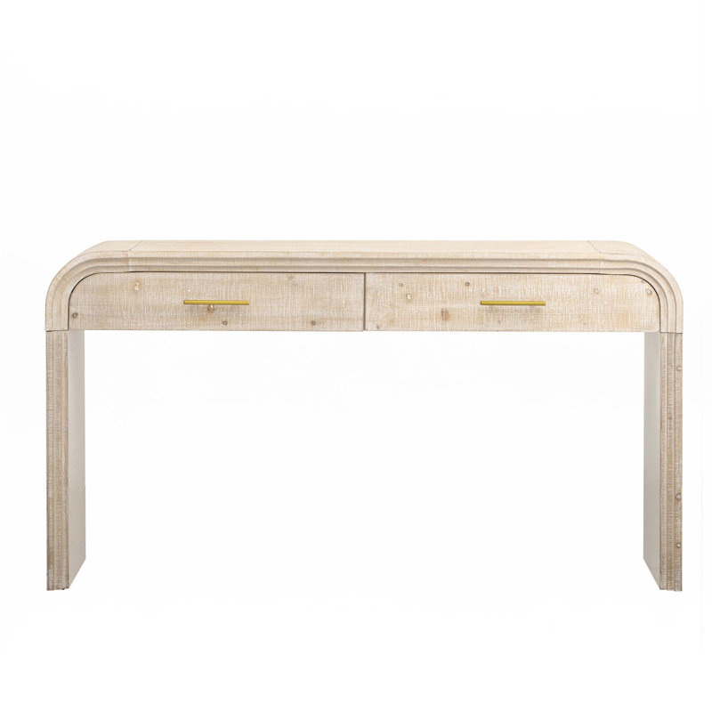 Unique Retro Silhouette Console Table With Open Style, Natural Wood Wash