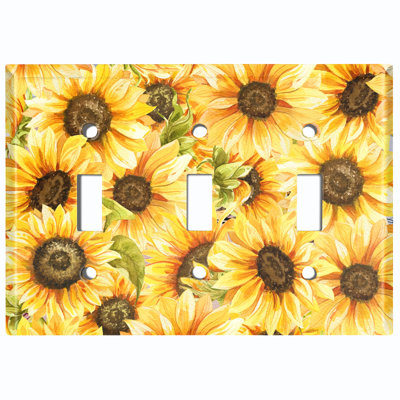 Metal Light Switch Plate Outlet Cover (Summer Time Sun Flowers Bouquet - Single Toggle)