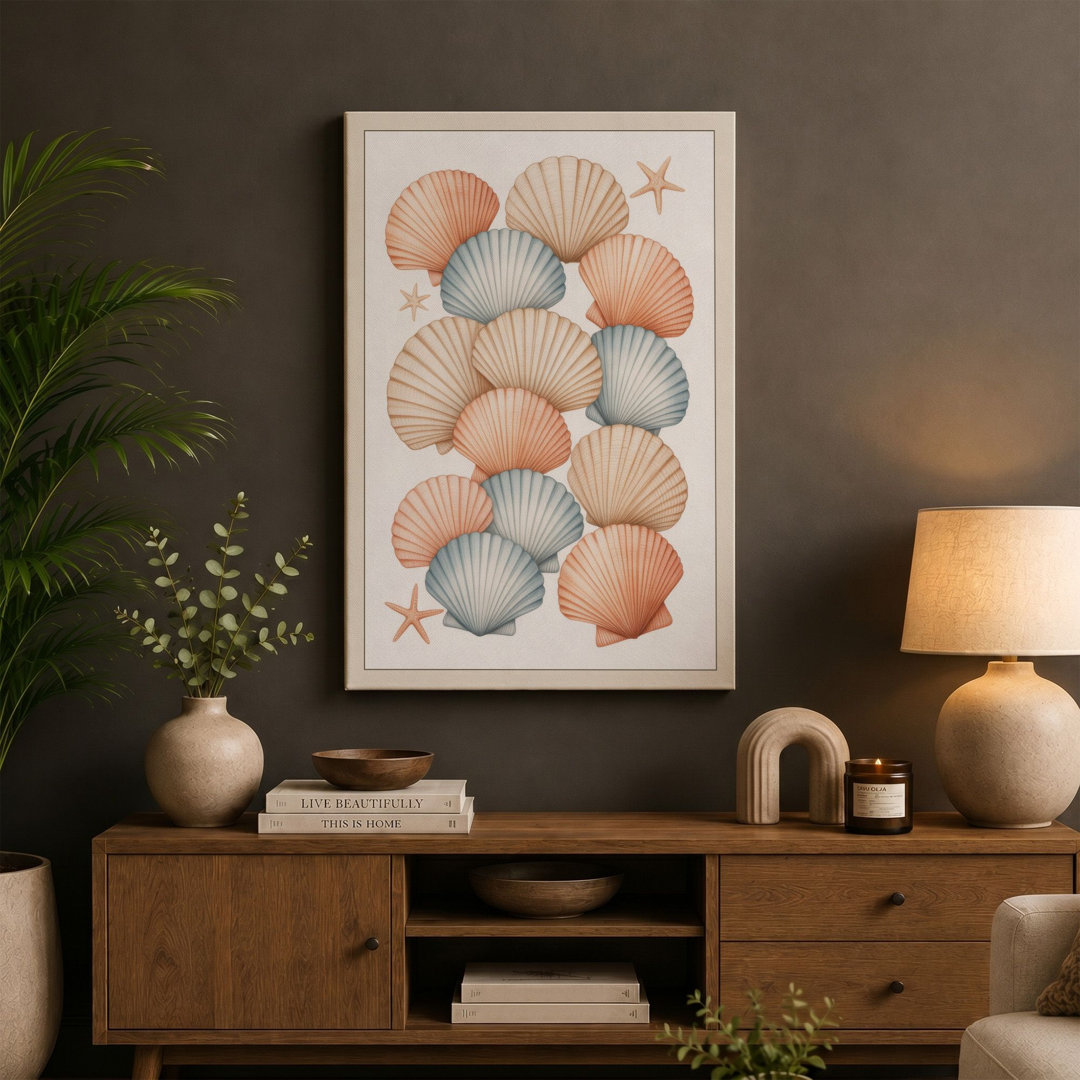 Seashells and Starfish Coastal - Wrapped Canvas