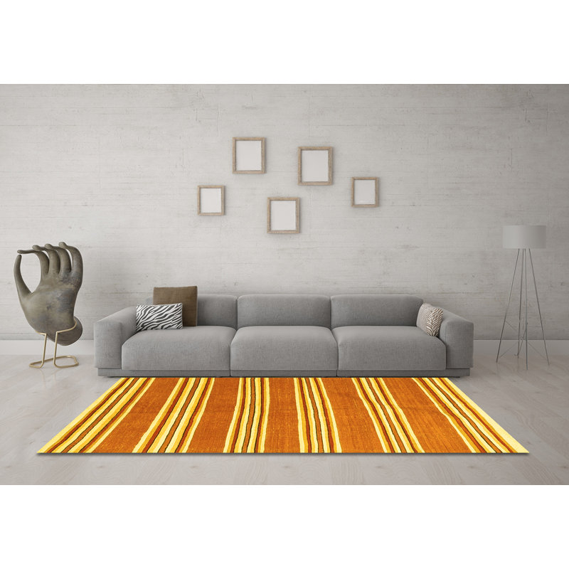 Tapis contemporains jaunes lavables à la machine 657, Carré 3 pi
