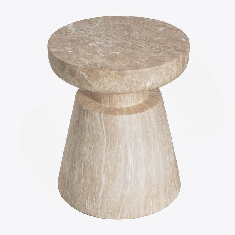 Table d'appoint d'extérieur en travertin Ponti, Glod, Doré