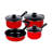 Gibson 7 Piece Carbon Steel Nonstick Pots And Pans Cookware Set With Lids, Red