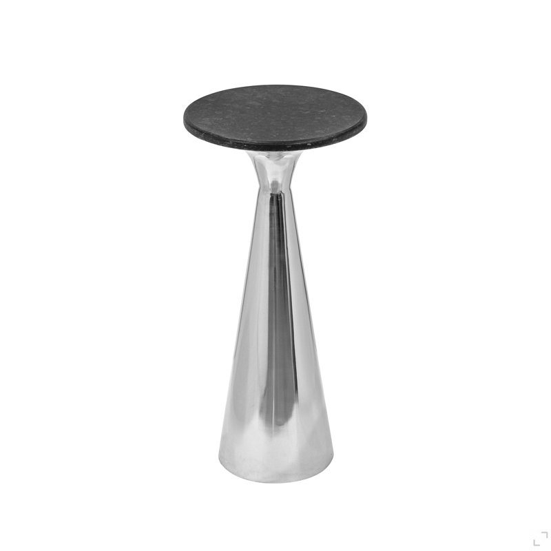 Table d'appoint avec plateau en marbre noir et table d'appoint moderne avec base en métal pour le salon