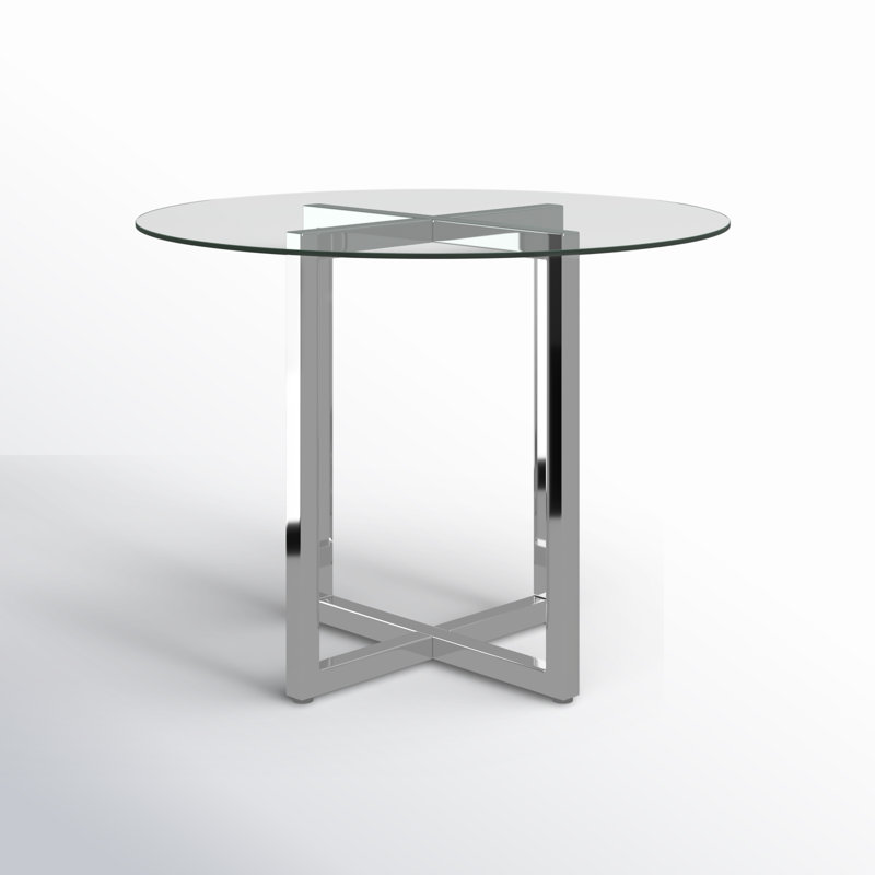 Dern Glass Round Dining Table, Counter (36" Height), 48" W x 48" L