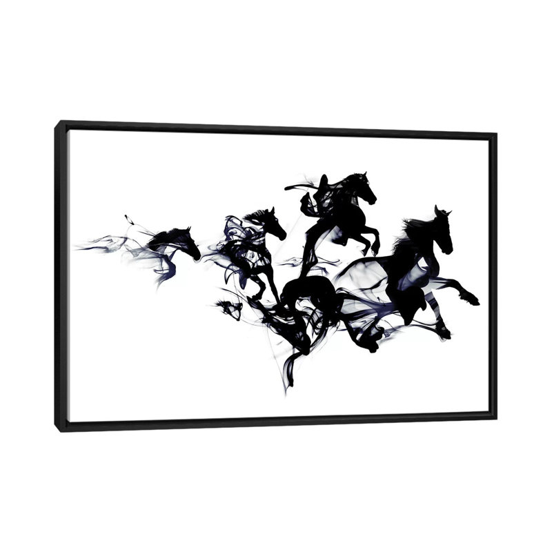 « black horses », impression sur toile, H 18 po x l 26 po x P 1,5 po, Toile avec cadre noir
