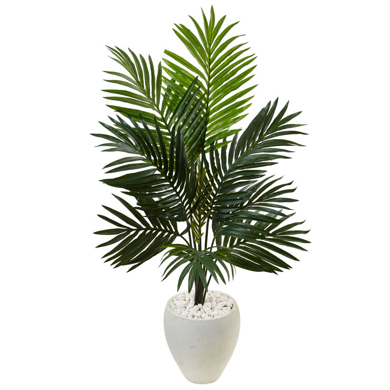 54'' Faux Palm Tree in Stone Planter