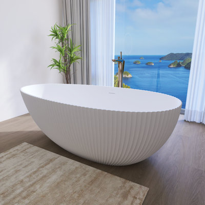 Baignoire de trempage autoportante 67 po 67 po avec surface verticale et texture verticale