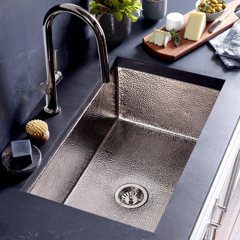 Cocina Undermount Kitchen Sink, Polished Nickel, 10" H x 30" L x 18.5" W