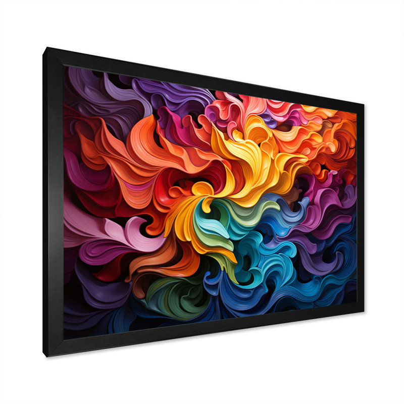 Opt Art Vibrant Illusions II - art mural encadré Op Art, H 34 po x l 44 po, Cadre photo unique, Noir