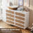 White Rattan 8-Drawer Dresser – Tall Chest with Deep Storage & Wide Tabletop for Bedroom-1858561326