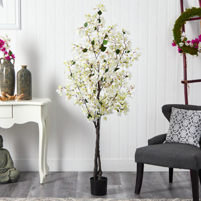 Faux Flowering Tree in Planter