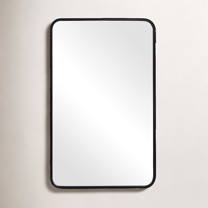Adrienne Metal Wall Mirror, Satin Black, 38" x 24"