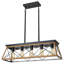Lustre suspendu 32 po en noyer industriel 5 lumières, cage moderne en métal, luminaire suspendu réglable pour la salle à manger, la cuisine et le salon (sans ampoules)