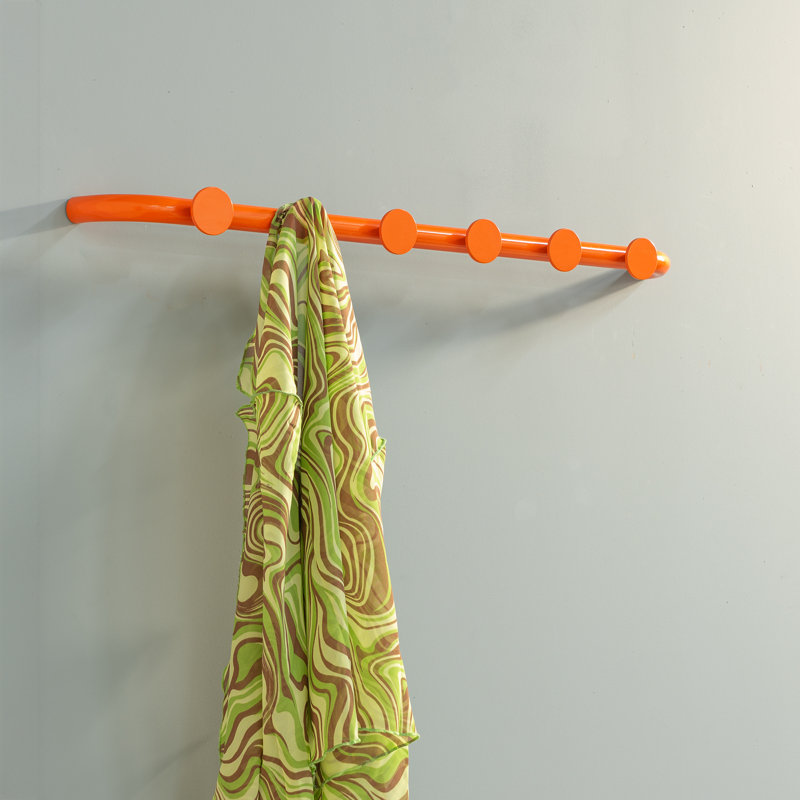 Retro Steel Wall 6 - Hook Coat Rack, Orange