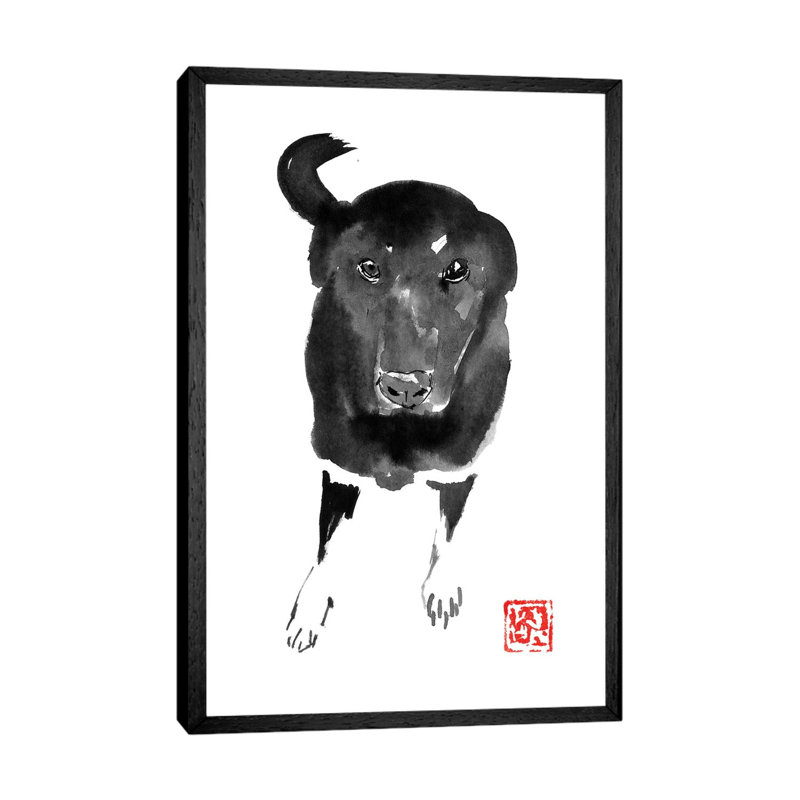 Chienne by Péchane - Painting on Canvas, 101.6 cm H x 66.04 cm W, Black Framed