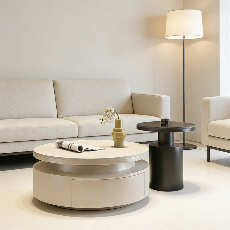 Table basse Elane , Blanc/Noir, Noir / blanc
