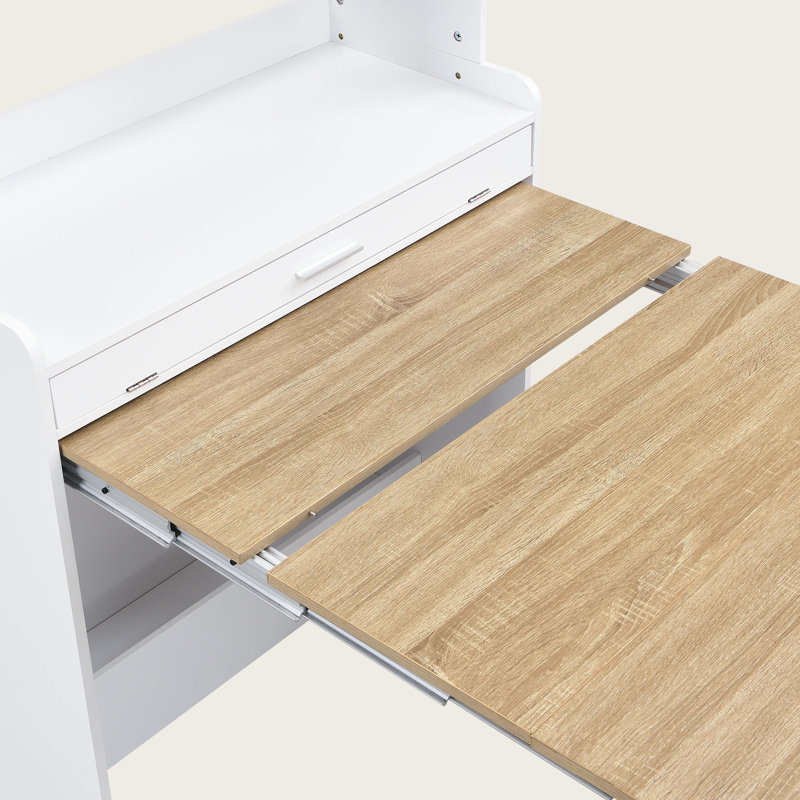Compact Compact 33,5 "avec huche et table de salle à manger pliable, armoire de rangement multifonctionnelle avec tablette et crochets