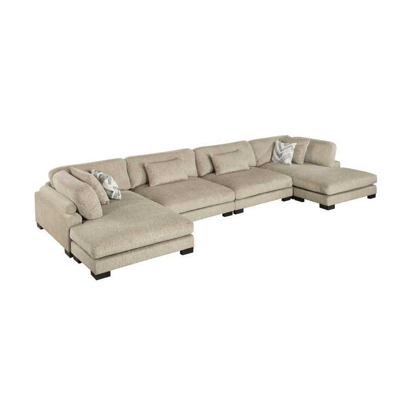 Canapé modulaire en U 4 pièces Matson, Microfibre / microsuède brun