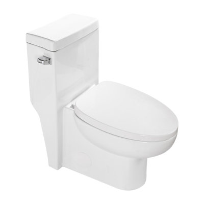 Ceramic Toilet With Soft Close Seat And Powerful Flush - , Low Maintenance White One Piece Comfortable, Stylish Bathroom Addition