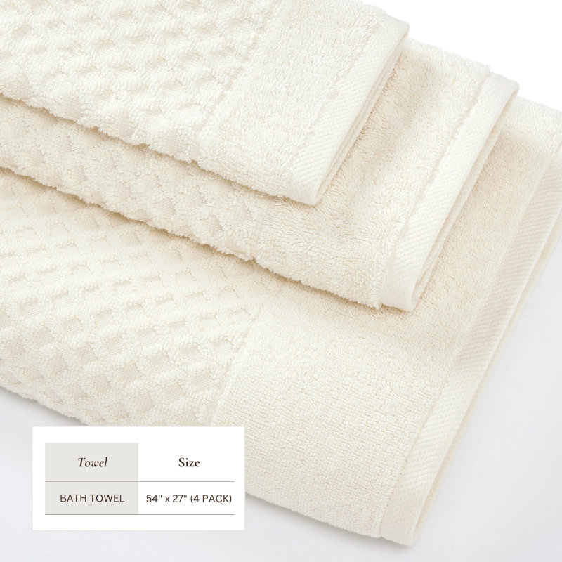 Ultra-Soft & Absorbent 100% Cotton Towel Set, Oatmeal, Bath Towels - 4 Pack