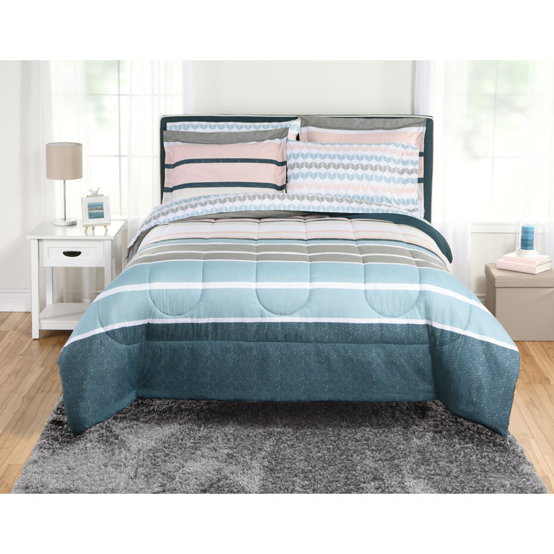 Ensemble d'édredon réversible en microfibre Beco Home Crescent Biab Blue, Édredon double / grand + 6 pièces supplémentair