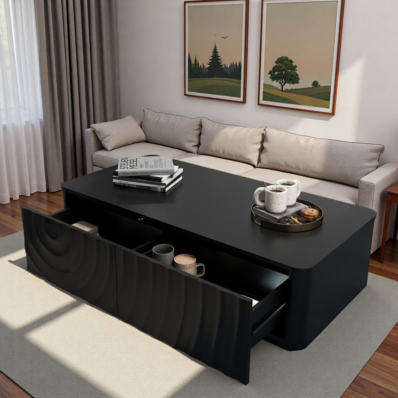 Table basse 2 tiroirs Modern, Noir