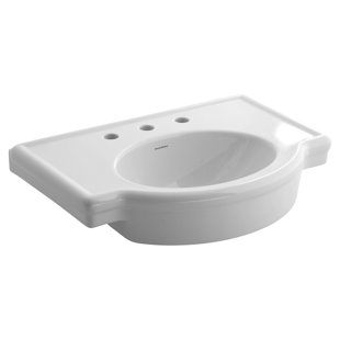 American Standard Retrospect White Ceramic U-Shaped Console Bathroom Sink with Overflow