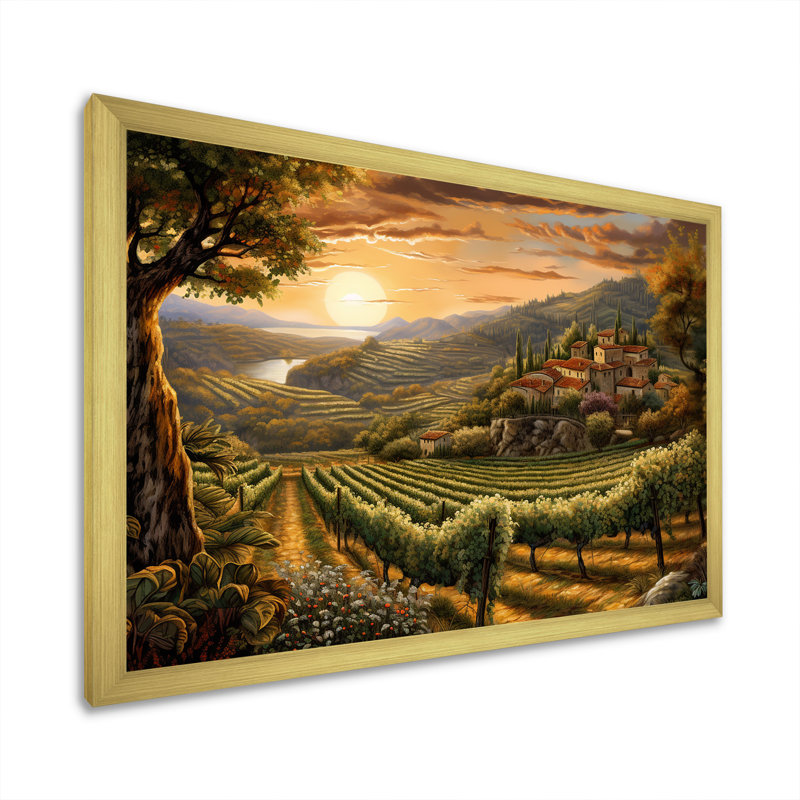 «Vineyard Charm», impression sur toile encadrée, H 30 po x l 40 po x P 1,5 po, Cadre doré simple