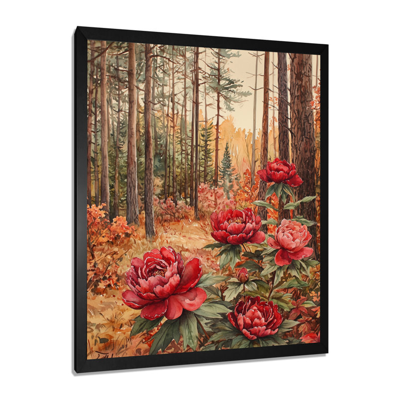 Gladwyn - impression sur toile florale, H 40 po x l 30 po, Reproduction encadrée d'une seule photo, Noir