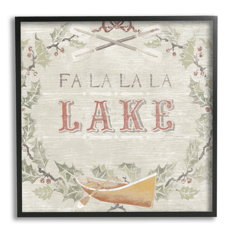 Fa Fa La La Lake Holiday Winter, H 12 po x l 12 po x P 1,5 po, Giclée encadrée noir minuit