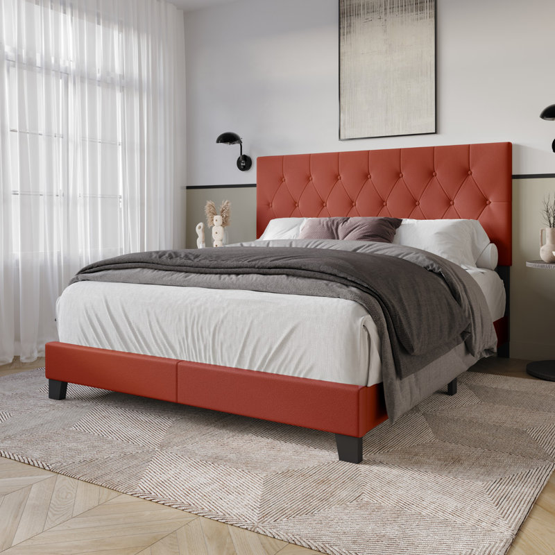 Lit tapissier Araseli, Grand, Rouge