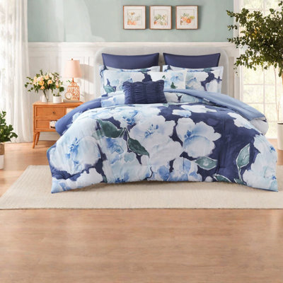 Oversized Cal King Bedding Sets, Cotton Comforter Blue Modern Home