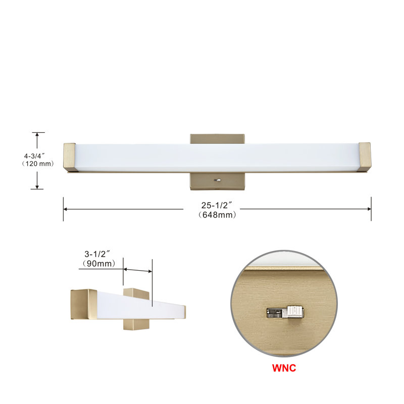 LED vanity light for bathroom LED lighting dimmable 23W 3CCT Gold Finish