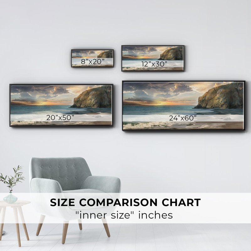 Private Cove- Framed Canvas, 8" H x 20" W