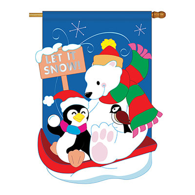 Drapeau de maison vertical à double face 28 po x 40 po, h114058-p2 snow fun winter wonderland