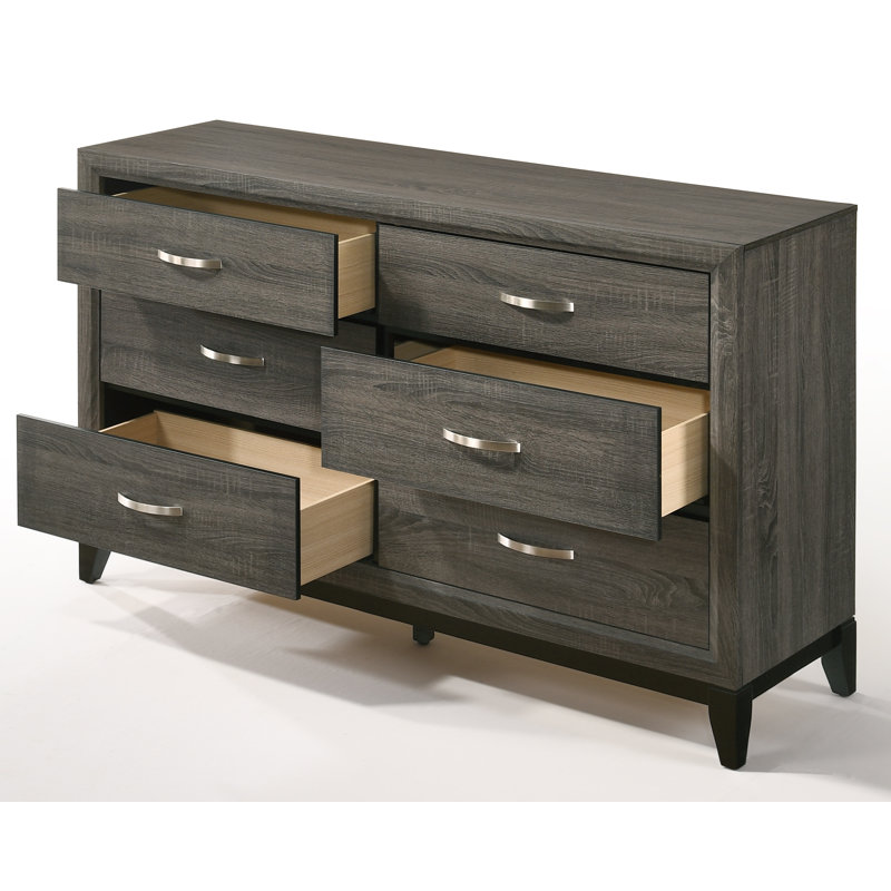 Aarit 6-Drawer Double Dresser in Weathered Gray