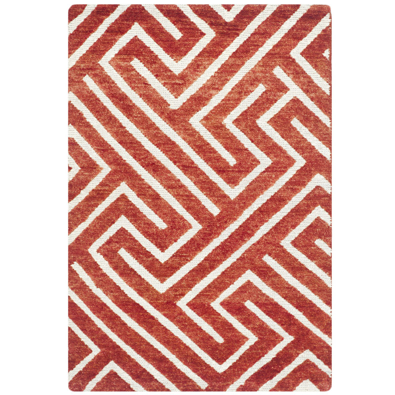 Santa Fe Five Hundred Thirty Five Area Rug In Rust / Silver, Rectangle 2' x 3'
