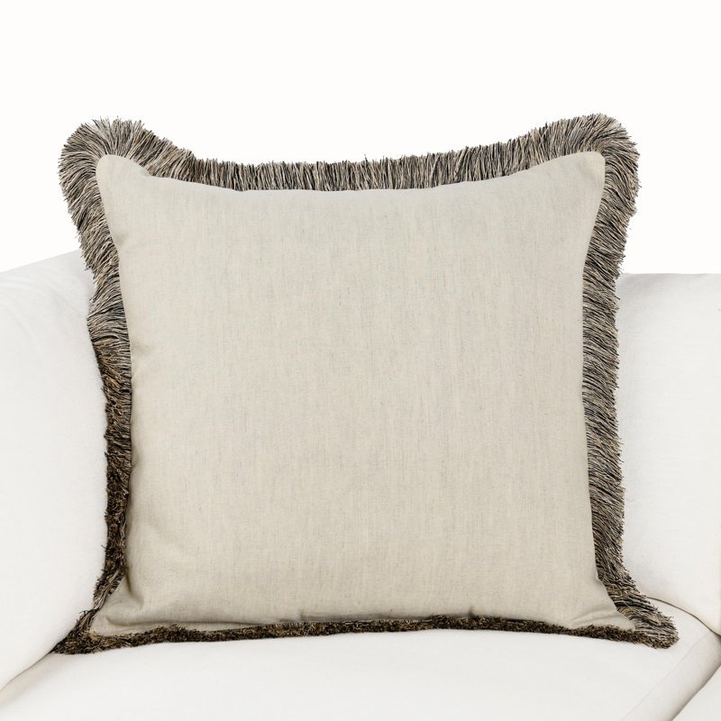 Nola Fringe Linen Blend Throw Pillow, Square, 24"H x 24"W