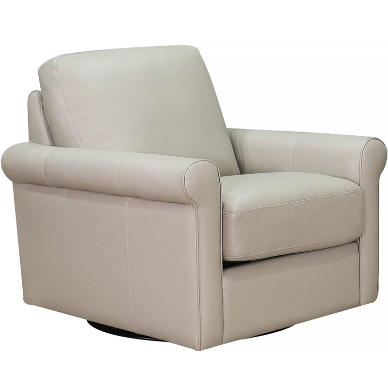 Mayoworth Top Grain Leather Swivel Chair, Brookfield Ice Grey Genuine Leather