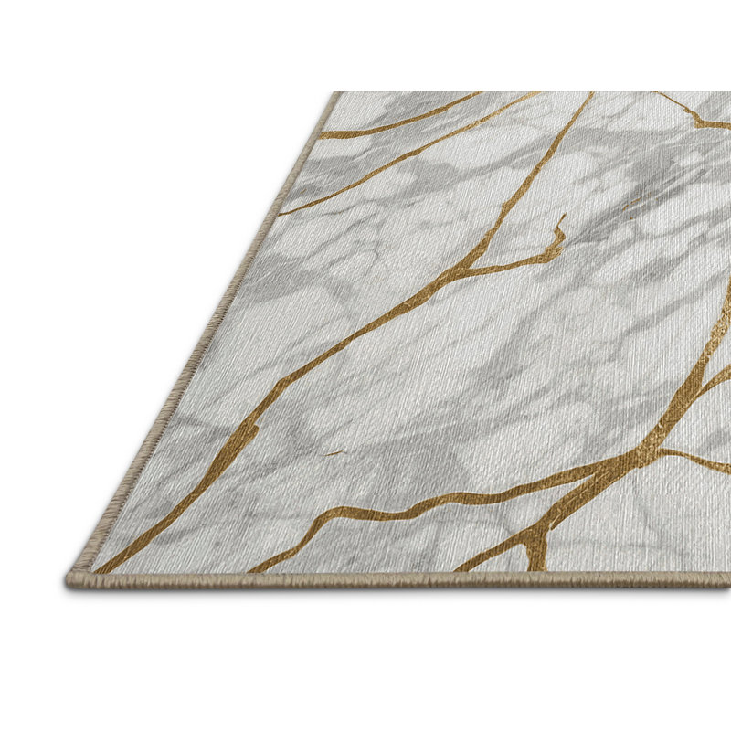 Machine Washable Beige Area Rug, Square 6'