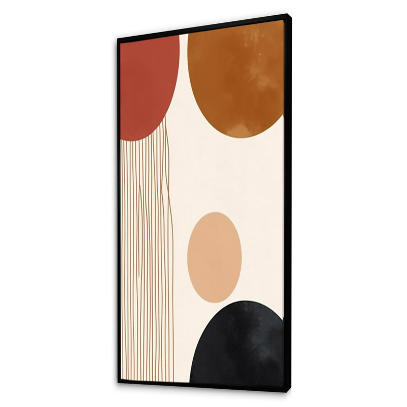 " Beige Minimal Boho Pattern 3 ", Black Floater Framed, 60" H x 28" W x 1.5" D