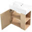 Meuble-lavabo de 21,6 po avec porte ondulée, poignée en or rose, rangement latéral pour les essentiels et compartiment de rangement flottant de conception fonctionnelle, assemblage facile, salles de bain minuscules idéales-241668116